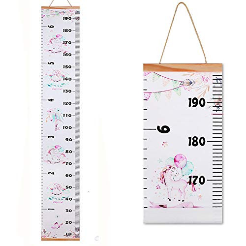 Atomcool Height Chart for Kids Child Growth ChartKids Height Wall Chart Hanging Height MeasurementWall Ruler Wood Frame Fabric Canvas Growth Charts for Kids Unicorn