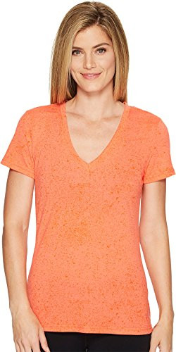 adidas Womens Athletics Flecks Deep V Neck Tee Easy Coral Small