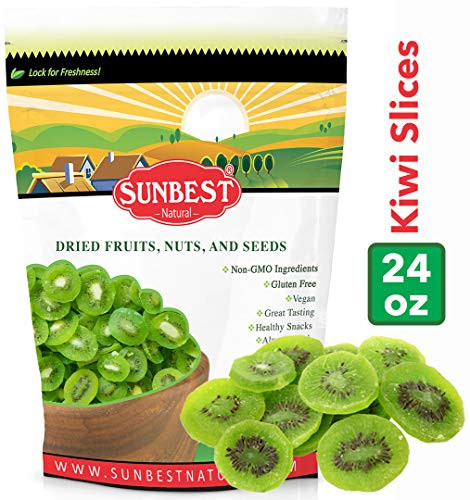 SUNBEST NATURAL Dried Kiwi Slices in Resealable Bag Kosher Certified 1.5 Lb