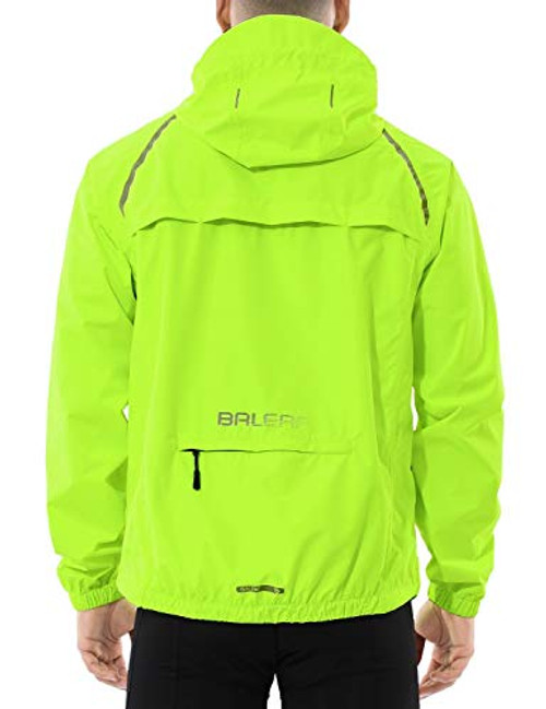 BALEAF Mens Cycling Running Jacket Waterproof Reflective Lightweight Windbreaker Windproof Bike Jacket Hooded Packable Fluorescent Yellow Size M BALEAF Mens Cycling Running Jacket Waterproof Reflective Lightweight Windbreaker Windproof Bike Jacket Hooded Packable Fluorescent Yellow Size M