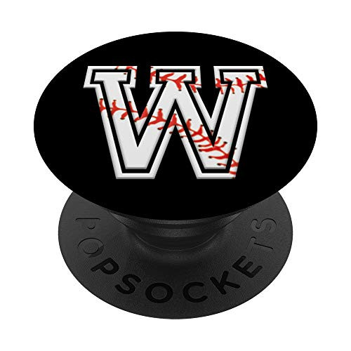 BASEBALL Player Initial W Letter Monogram Name inchWinch Ball Gift PopSockets Grip and Stand for Phones and Tablets