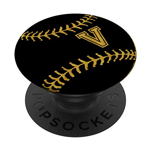 Baseball Softball Initial V Name Cool Letter Monogram Gift PopSockets PopGrip Swappable Grip for Phones  and  Tablets