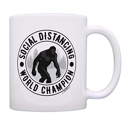 2020 Sarcasm Social Distancing World Champion Sasquatch Coffee Mug Tea Cup White