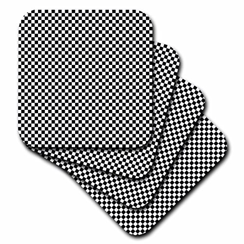 3dRose cst_53233_1 Black N White Checkerboard Soft Coasters Set of 4 3dRose cst_53233_1 Black N White Checkerboard Soft Coasters Set of 4