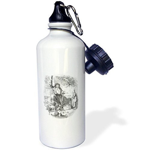 3dRose inchBlack n Vintage Sketch Of Dickens Christmasinch Sports Water Bottle 21 oz White