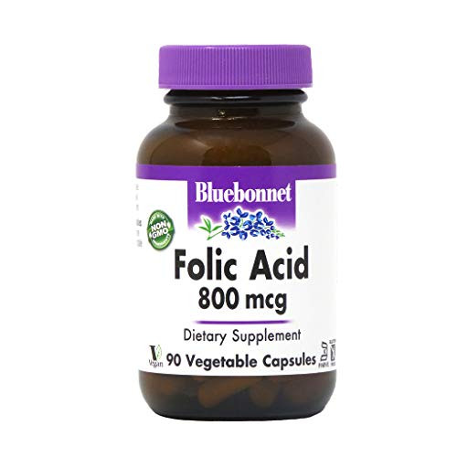 Bluebonnet Folic Acid 800 mcg Vegetable Capsules 90 Count