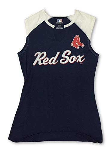 Majestic Boston Red Sox Womens Navy Sleeveless V-Notch T-Shirt Large 1214
