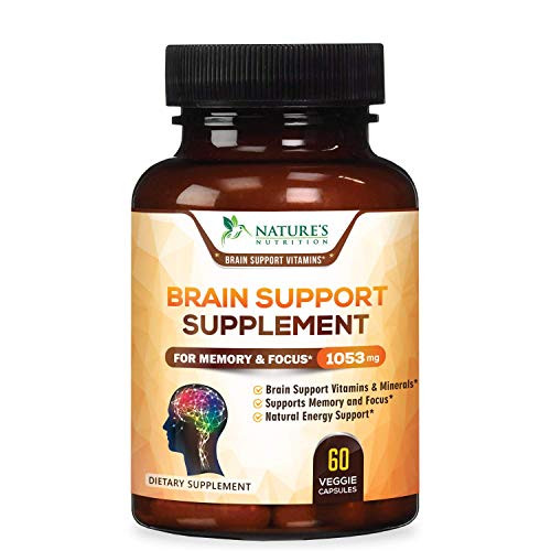 Brain Supplement 1053mg - Premium Nootropic Brain Support - Made in USA - Naturally Supports Focus and Clarity Helps Memory Assists Concentration with Dmae Bacopa Monnieri - 60 Capsules