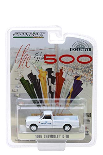 1967 Chevrolet C-10 Pickup Truck White 51th Annual Indianapolis 500 Mile Race Official Truck Hobby Exclusive 164 Diecast Car by Greenlight 30029