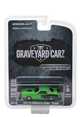 1971 Plymouth Hemi Cuda Green Graveyard Carz 2012 TV Series Hollywood Series 20 164 Diecast Model Car by Greenlight 44800 E
