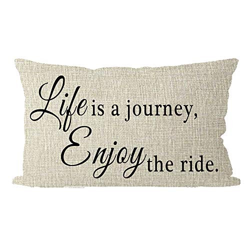 ITFRO Nice Sister Gift Inspirational Words Life is A Journey Enjoy The Ride Cream Lumbar Waist Burlap Throw Pillow Case Cushion Cover Couch Sofa Living Room Decorative Rectangle 12x20 inches