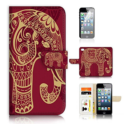 ( For iPhone 6 / iPhone 6S ) Flip Wallet Case Cover & Screen Protector Bundle - A21111 Indian Elephant