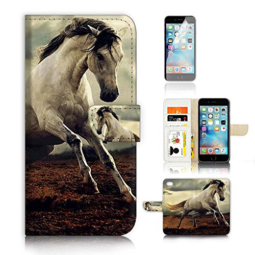 ( For iPhone 6 / iPhone 6S ) Flip Wallet Case Cover & Screen Protector Bundle! A9521 Horse