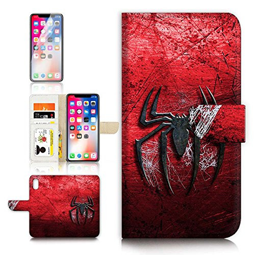 ( For iPhone X ) Flip Wallet Case Cover & Screen Protector Bundle! A20364 Spiderman Super Hero
