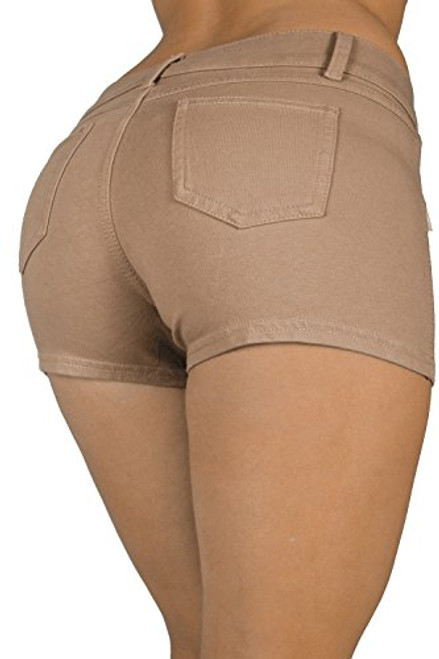 Basic Booty Shorts Premium Stretch French Terry Moleton with a Gentle Butt Lifting Stitching in Beige Size M