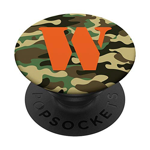 Camo Monogram W Initial Name Monogrammed Camouflage PopSockets Grip and Stand for Phones and Tablets