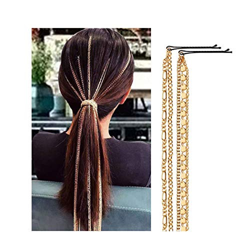 Campsis Gypay Head Chain Extension Gold Tassel Hair Clips With Headpiece Prom Nighclub Hair Accessories Jewelry for Women and Girls?Pack of 2? Campsis Gypay Head Chain Extension Gold Tassel Hair Clips With Headpiece Prom Nighclub Hair Accessories Jewelry for Women and Girls?Pack of 2?
