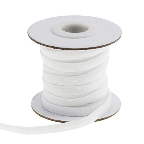 Elastic Band 25 Yards Canache 14inch Elastic Rope Elastic Cord Braided Band White Elastic Loop Flat Elastic Rope for Sewing Crafts DIY - 6mm