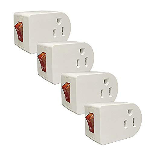 Oviitech Grounded Outlet Wall Tap Adapter with Red Indicator On/Off Power Switch (4Pack)