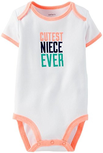 Carters Slogan Bodysuit Baby - White-6 Months
