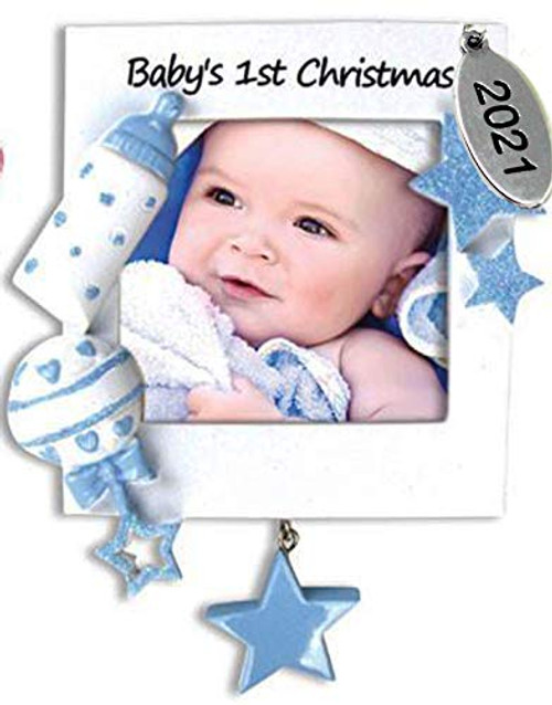 2021 Blue Baby Boy Frame for Babys First Christmas Ornament Can Be Personalized at Home 2021 Blue Baby Boy Frame for Babys First Christmas Ornament Can Be Personalized at Home