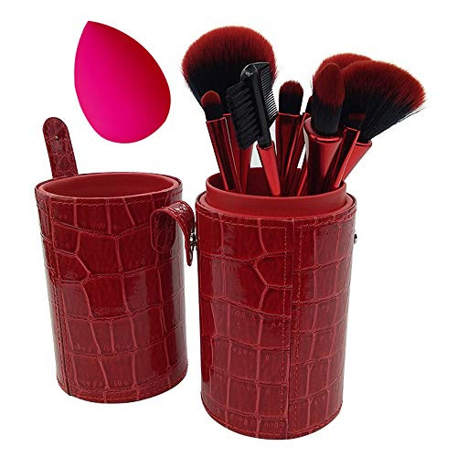 Makeup Brush Set 10 Pcs Red Premium Synthetic Foundation Powder Eye shadows Blush Makeup Brushes barrels