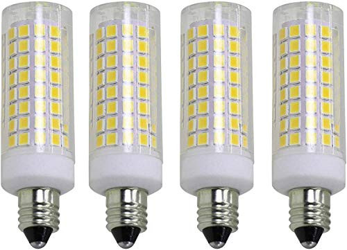 E11 LED BulbDimmable 8W 75W or 100W Halogen Bulbs Equivalent JD E11 Mini Candelabra Base AC110V120V 130V 6000K Daylight for Chandeliers Ceiling Fan Light Pack of 4?E11White daylight6000K?