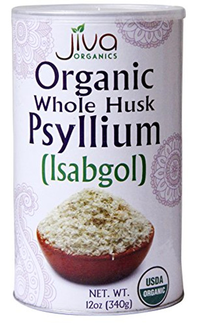 Jiva USDA Organic Whole Husk Psyllium Isabgol 12-Ounce Can