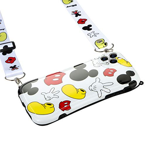 DISNEY COLLECTION iPhone 11 Pro Max Case 6.5 Inch IMD Cartoon Mickey Pattern Small Waist Design Case with Creative Long Strap Rope Full Protection Soft TPU Bumper Shockproof Cover