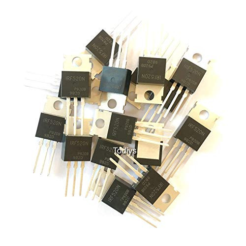 Todiys New 15Pcs for IRF520 IRF520A IRF520NPBF IRF520PBF tO-220 N-Channel Power Mosfet Transistor IRF520N