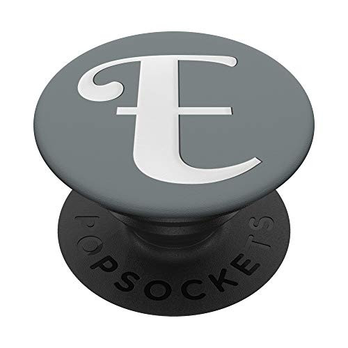 Silver White Initial Letter-E On Light Grey PopSockets PopGrip Swappable Grip for Phones  and  Tablets