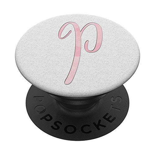 Pink watercolor Letter P Monogram On White PopSockets Grip and Stand for Phones and Tablets