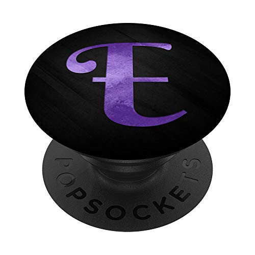 Purple watercolor Letter E Monogram On Black PopSockets Grip and Stand for Phones and Tablets