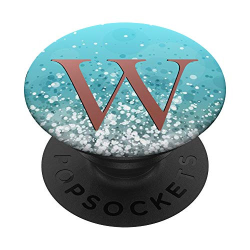 Rose Pink Letter W Monogram On Light Ice Blue PopSockets PopGrip Swappable Grip for Phones  and  Tablets