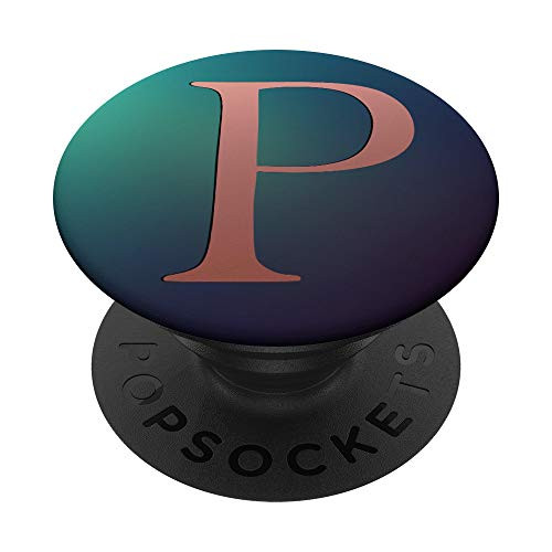 Rose Pink Letter P Monogram On Teal Navy Blue PopSockets PopGrip Swappable Grip for Phones  and  Tablets