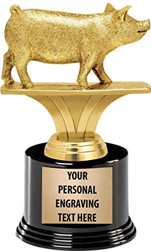 Crown Awards Pig Trophy 7.25inch Pig Trophy with 5 Lines of Text Included Prime
