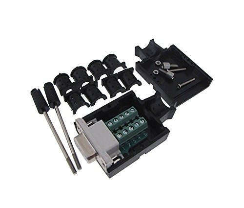 DB9 Female Breakout Board D-Sub connector wTwo Piece Backshells Hoods