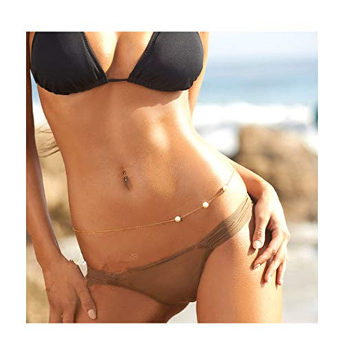 Yokawe Boho Waist Chain Belt Pearls Gold Belly Body Chains Summer beach Body Accessories Jewelry for Women and Girls