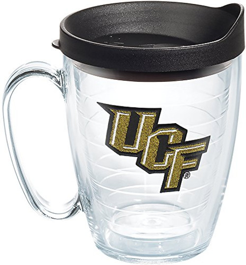 Tervis 1282789 UCF Knights Primary Logo Tumbler with Emblem and Black Lid 16oz Mug, Clear
