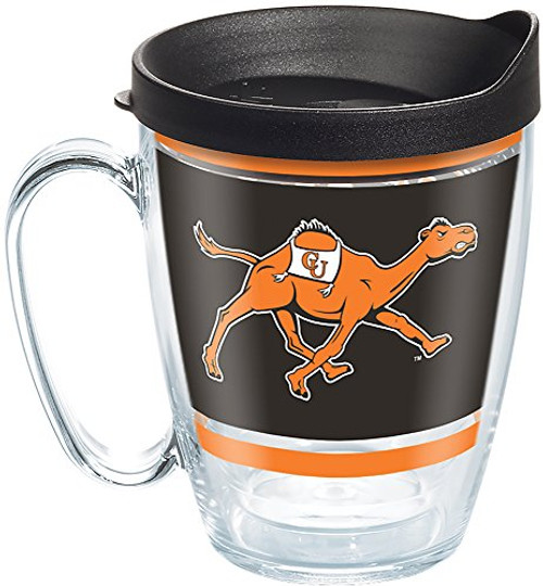 Tervis 1272055 Campbell University Legend Tumbler with Wrap and Black Lid 16oz Mug, Clear