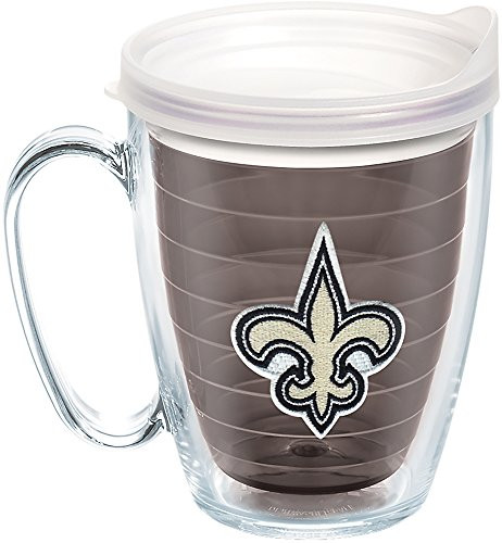 Tervis 1268446 NFL New Orleans Saints Primary Logo Tumbler with Emblem and Frosted Lid 16oz Mug, Quartz