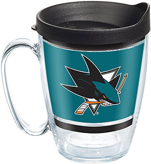 Tervis 1276814 NHL San Jose Sharks Legend Tumbler with Wrap and Black Lid 16oz Mug, Clear Tervis 1276814 NHL San Jose Sharks Legend Tumbler with Wrap and Black Lid 16oz Mug, Clear