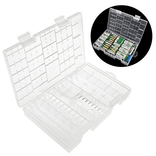 TINKSKY Transparent AA AAA C D 9V Hard Plastic Battery Case Holder Storage Box Transparent