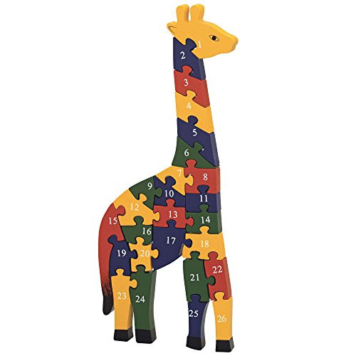 Bits and Pieces - Wooden Alphabet Giraffe Puzzle - Learn ABCs and 123s - Colorful Large 3/4 Inch Thick, Non-Toxic Paint Bits and Pieces - Wooden Alphabet Giraffe Puzzle - Learn ABCs and 123s - Colorful Large 3/4 Inch Thick, Non-Toxic Paint