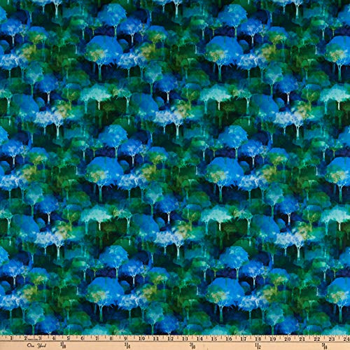 In The Beginning Urban Jungle Trees Blue Quilt Fabric By The Yard