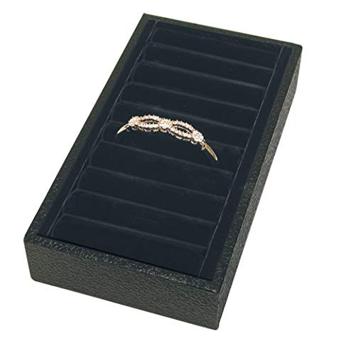 SSWBasics 9 Section Bangle Tray with Black Velvet Inserts 7 34inch L x 4 14inch W x 1 12inch H