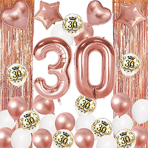 Besteek 35 PCS 30th Birthday Decorations for Her 30th Birthday Balloons Rose Gold Birthday Decorations with Happy Birthday Banners for Birthday Party Happy Birthday Decorations Party Supplies