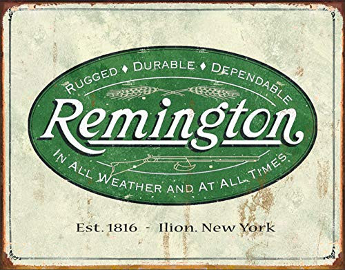 Desperate Enterprises Remington Weathered Logo Tin Sign 16inch W x 12.5inch H