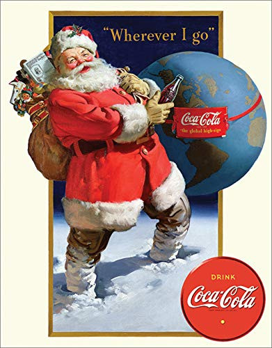 Desperate Enterprises Coca-Cola Santa Globe Tin Sign 12.5inch W x 16inch H