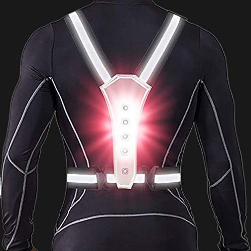 Earent LED Running Reflective Vest Gear Elastic and Adjustable Vests Bands Safety High Visibility Reflective Belt Straps for Men and Women for Night Outdoor Cycling Hiking Dog Walking Jogging Black